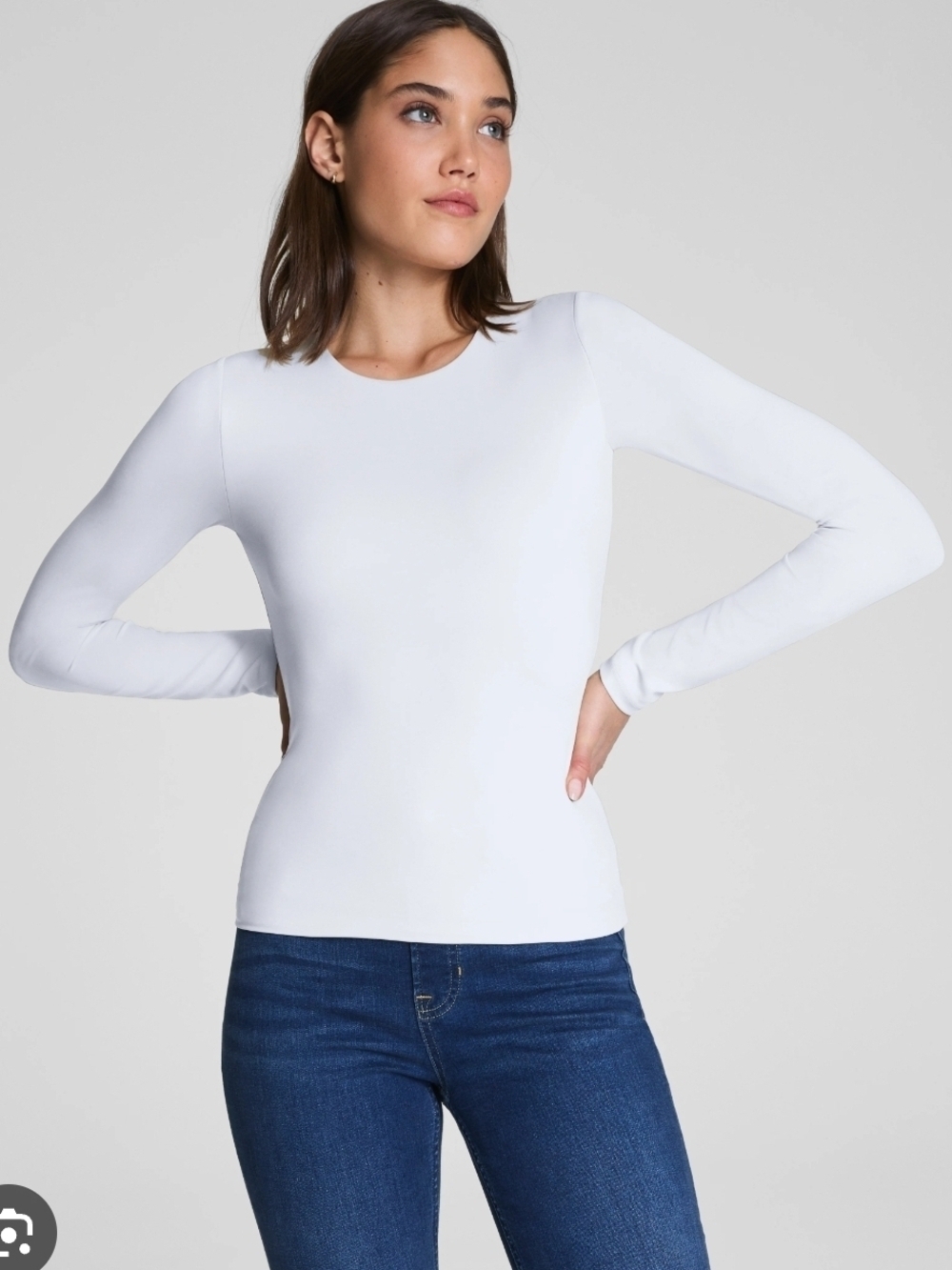 Spanx Women's Jersey Crew Neck Long Sleeve Top Beige S